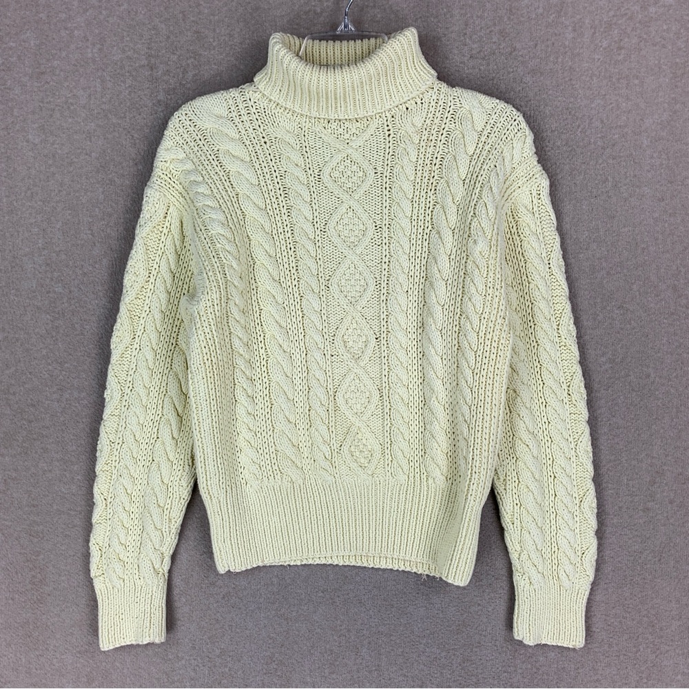 Vintage Gap Sweater L ( Act Small-Medium) Ivory Turtleneck Cable Knit Fisherman